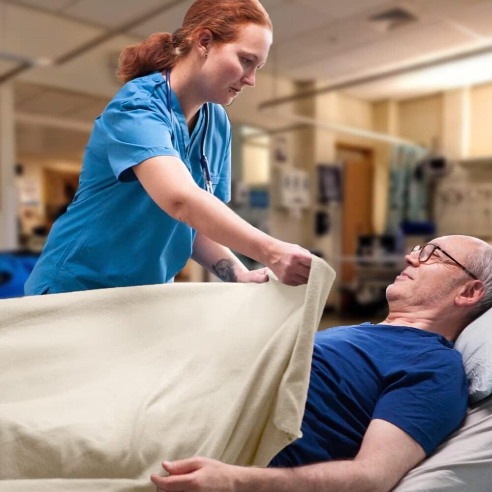 Hospital Blankets 100% Cotton Thermal Blanket Natural Color